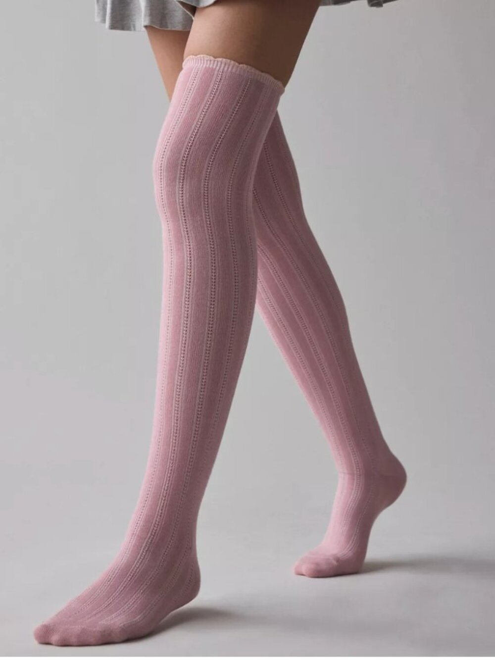 Urban Outfitters Ballet Pink Pointelle Over-The-Knee Sock